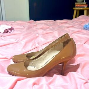 prada closed toe stiletto heels  color: beige